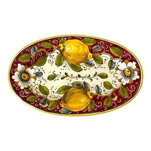 Piero Borgioli small‎ platter. Signed. Lemons and flowers. Excellent condition.